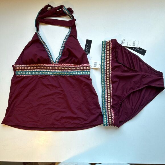 NWT La Blanca halter tankini and matching bottom swimwear. Size 16 - Picture 3 of 9